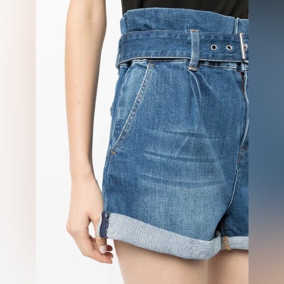 Alice + Olivia Rosemary Paper bag Denim Shorts Size 28 Missing Belt - Picture 4 of 14